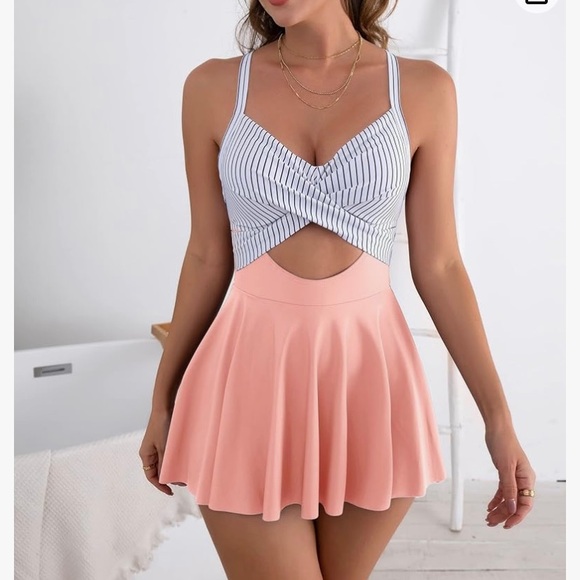 B2Prity Other - B2prity Women Cutout One Piece Skirt Swimsuit V Neck Wrap Tie Back Swimdress